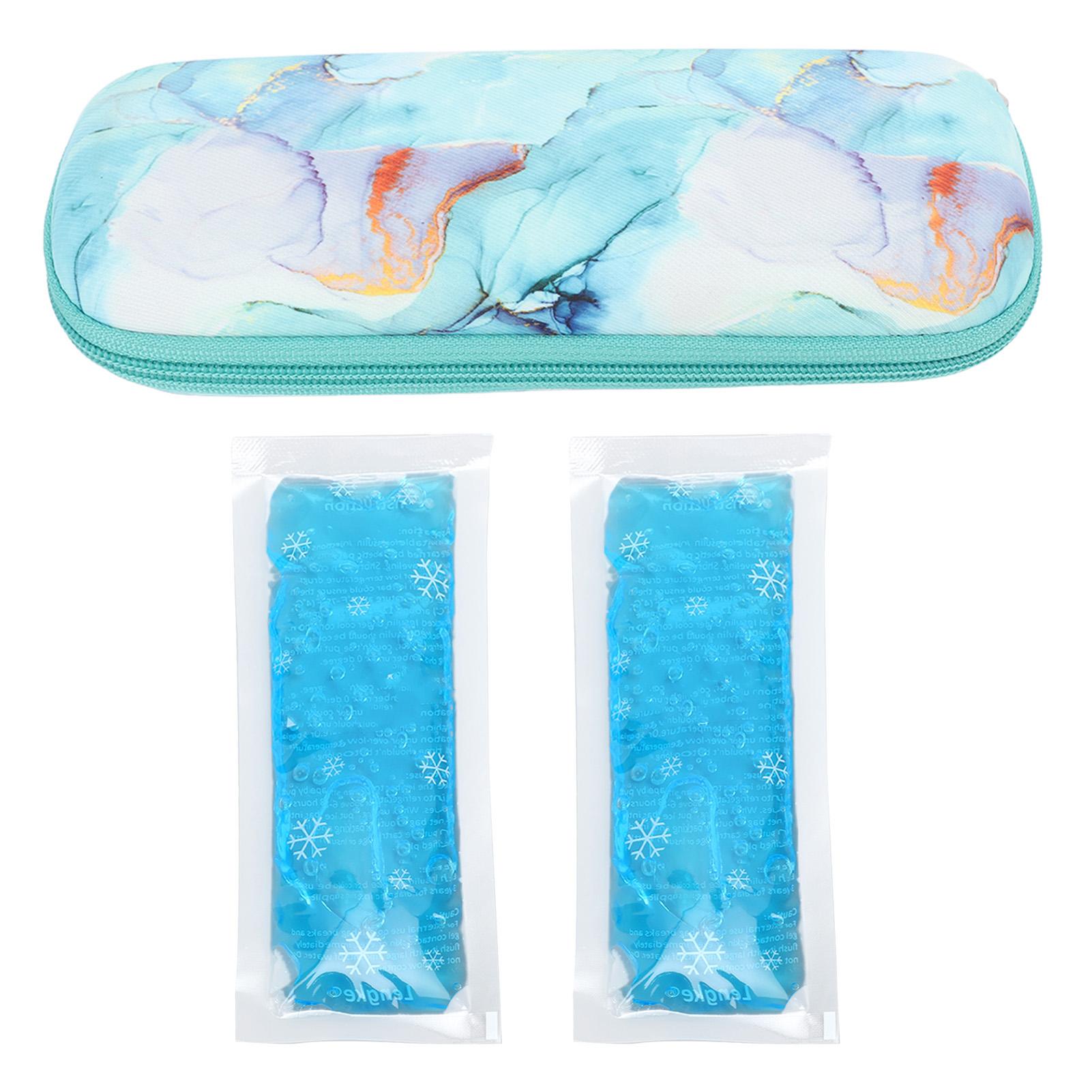 Сумка-холодильник для инсулина, переносная, с изоляцией, для хранения лекарств, с 2 пакетами льда для путешествий на открытом воздухе