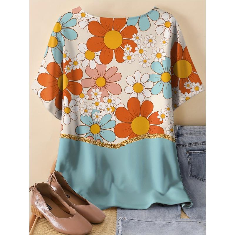 Summer Personalized Women s Directional Retro Three-dimensional Floral Stitching Solid Color Full-body Printed Round Neck T-shirt Short-sleeved Top S
Summer Personalized Women s Directional Retro Three-dimensional Floral Stitching Solid Color Full-body Printed Round Neck T-shirt Short-sleeved Top S