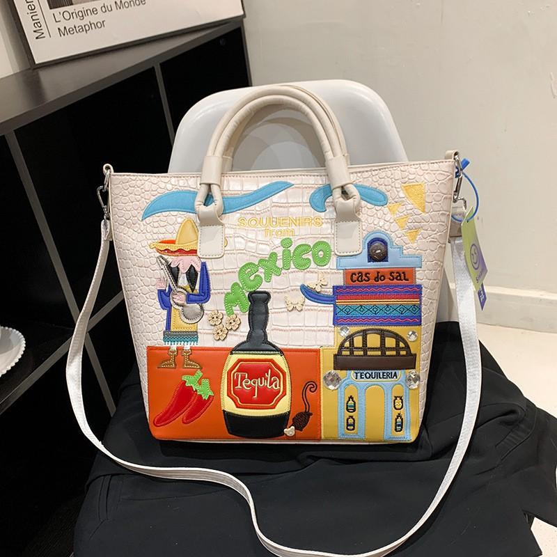 Bag Women s Retro Commuting Handbag Large Capacity Mexican Style Shoulder покинуть белый
Bag Women s Retro Commuting Handbag Large Capacity Mexican Style Shoulder покинуть белый