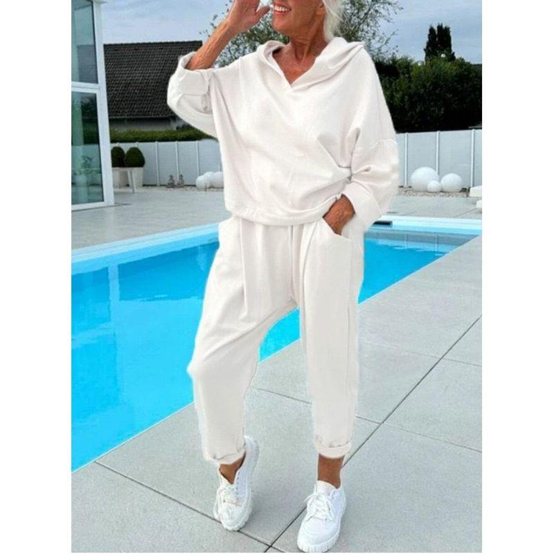 European and American Style Women Solid Hooded sweatshirts Two-piece Set Two Piece Set of Sportswear White XXL
European and American Style Women Solid Hooded sweatshirts Two-piece Set Two Piece Set of Sportswear White XXL