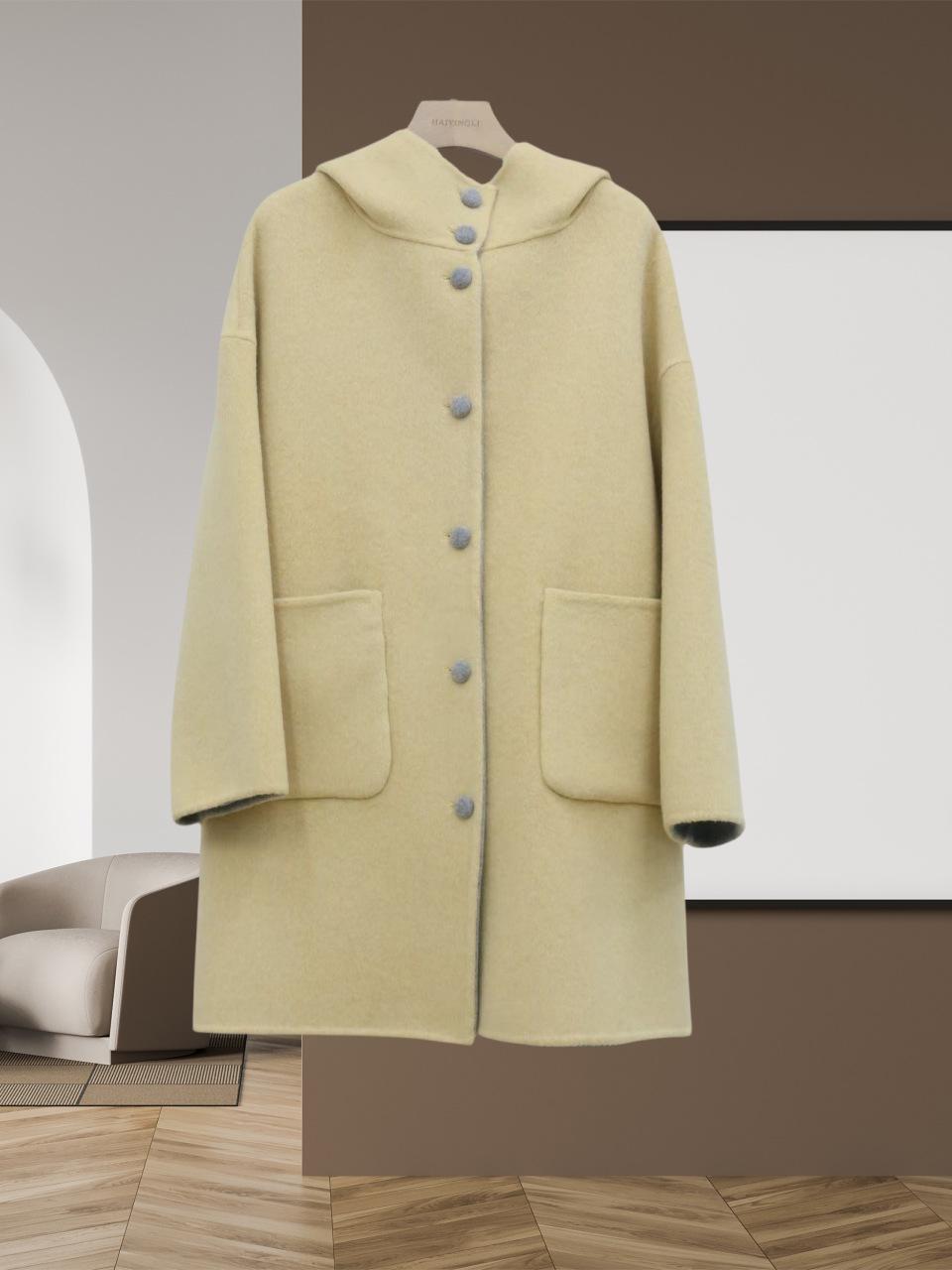 Reversible Korean Style Hooded Long Wool Coat, Light Colors, Thick Double-Faced Wool, Loose Fit, Slimming, High-End Outerwear. Small жовтий
Reversible Korean Style Hooded Long Wool Coat, Light Colors, Thick Double-Faced Wool, Loose Fit, Slimming, High-End Outerwear. Small жовтий