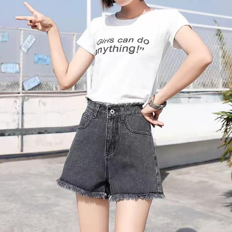 Джинсовые шорты с завышенной талией, мешковатые и облегающие шорты А-силуэта с широкими штанинами. XXL серый