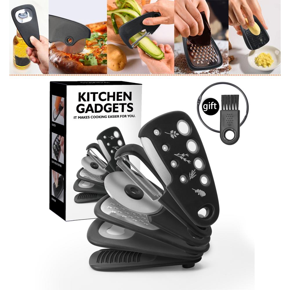 Kitchen Gadgets 6-Piece Set, Stackable Melon Grater, Herb Cutter, Garlic Grinder, Can Opener, Cheese Grater, Pizza Cutter 6 in 1 Kitchen Tools
Kitchen Gadgets 6-Piece Set, Stackable Melon Grater, Herb Cutter, Garlic Grinder, Can Opener, Cheese Grater, Pizza Cutter 6 in 1 Kitchen Tools