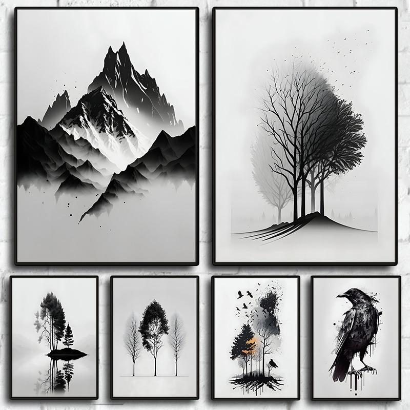 Minimalist Black and White Mountain Tree Crow Landscape Poster Print Canvas Painting Abstract Wall Art Living Room Home Decor 21cm×30cm NoFrame
Minimalist Black and White Mountain Tree Crow Landscape Poster Print Canvas Painting Abstract Wall Art Living Room Home Decor 21cm×30cm NoFrame