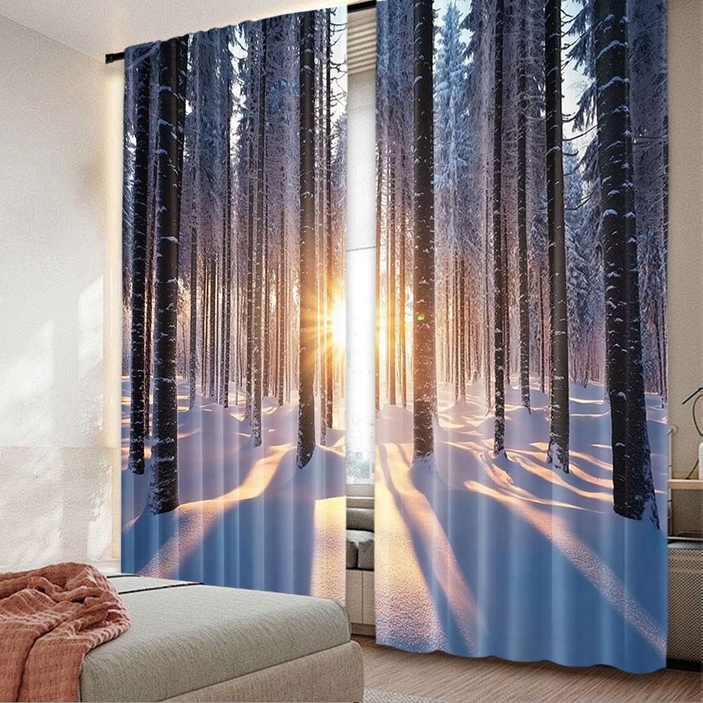 2 шт. Зимняя занавеска Вид заката в лесистой местности с морозным идиллическим природным пейзажем Подходит для спальни, ванной комнаты, гостиной 29x65in(75x166cm)
2 шт. Зимняя занавеска Вид заката в лесистой местности с морозным идиллическим природным пейзажем Подходит для спальни, ванной комнаты, гостиной 29x65in(75x166cm)