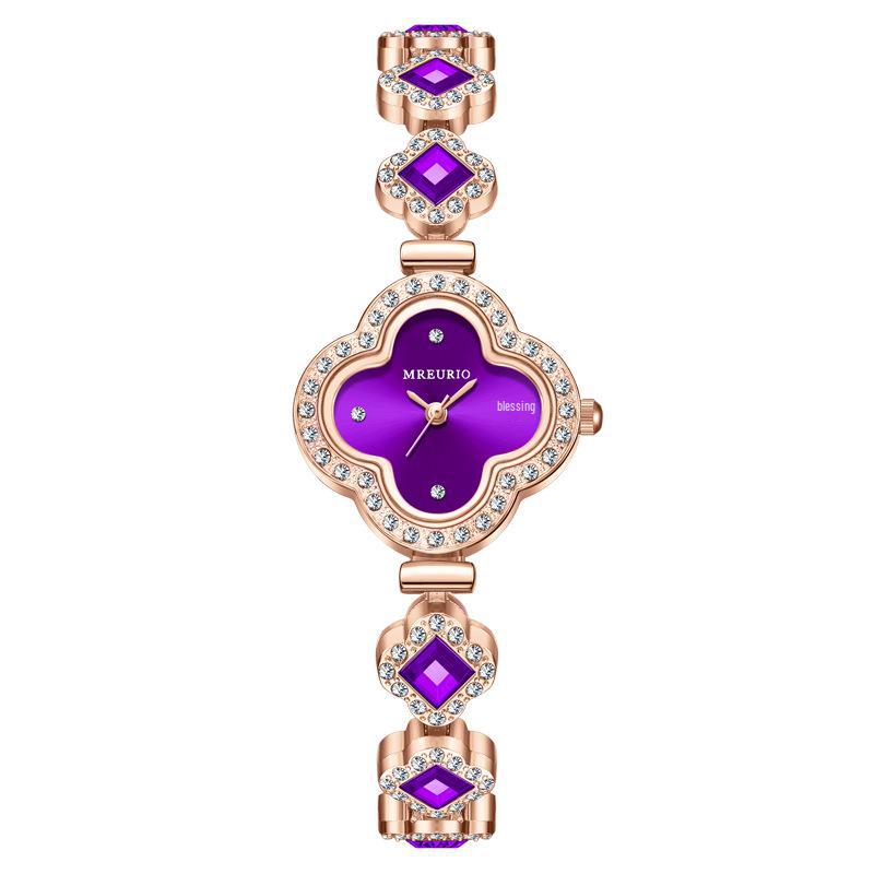 Изумрудный браслет с четырехлистным клевером, кварцевые часы для женщин фиолетовый
Изумрудный браслет с четырехлистным клевером, кварцевые часы для женщин фиолетовый