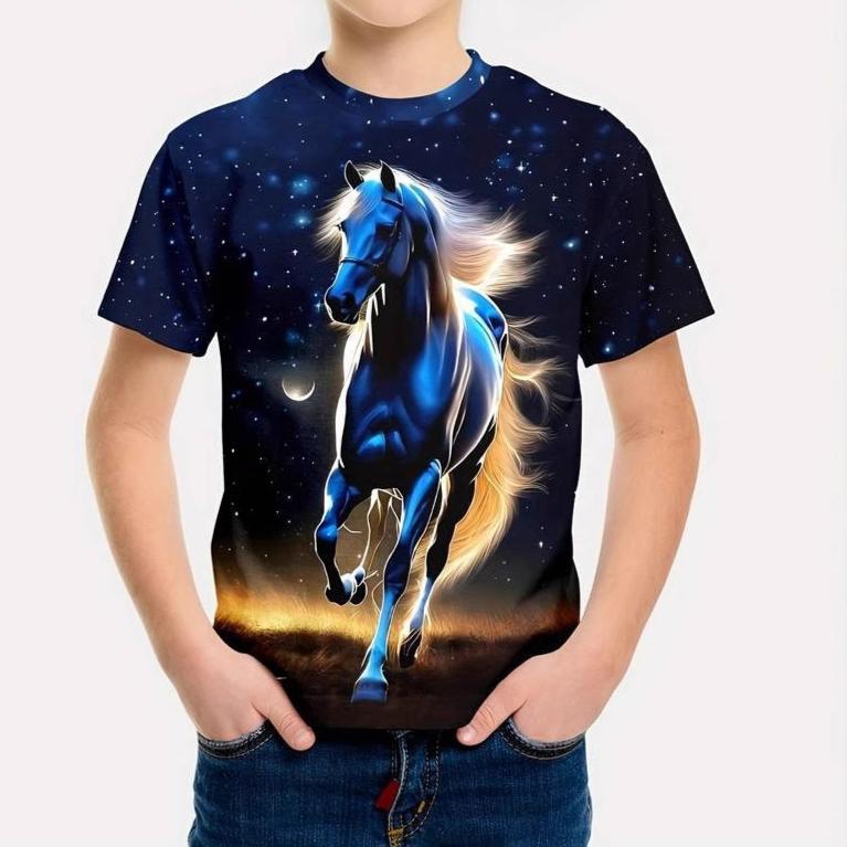 Детская футболка с 3D-принтом, детская футболка с 3D-цифровой печатью и рисунком лошади, летняя спортивная футболка с короткими рукавами и круглым вырезом 120
Детская футболка с 3D-принтом, детская футболка с 3D-цифровой печатью и рисунком лошади, летняя спортивная футболка с короткими рукавами и круглым вырезом 120