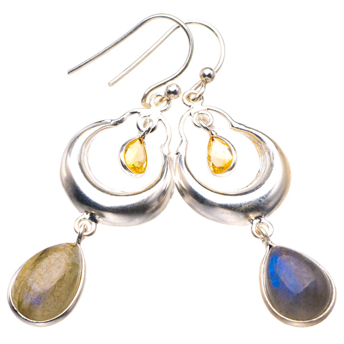 StarGems® Natural Blue Fire Labradorite And Citrine Handmade 925 Sterling Silver Earrings 2 D3947 
StarGems® Natural Blue Fire Labradorite And Citrine Handmade 925 Sterling Silver Earrings 2 D3947