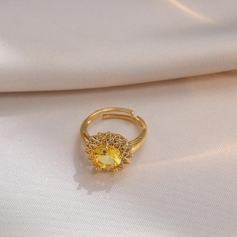 Sunflower Zircon Adjustable Open Ring for Women - Stylish Index Finger Design 
Sunflower Zircon Adjustable Open Ring for Women - Stylish Index Finger Design