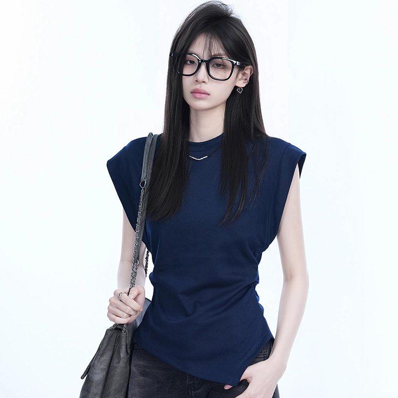 Summer New Style Pure Cotton Short-Sleeve T-Shirt for Women, Chic Slim-Fit Versatile Design Top Navy Blue S
Summer New Style Pure Cotton Short-Sleeve T-Shirt for Women, Chic Slim-Fit Versatile Design Top Navy Blue S