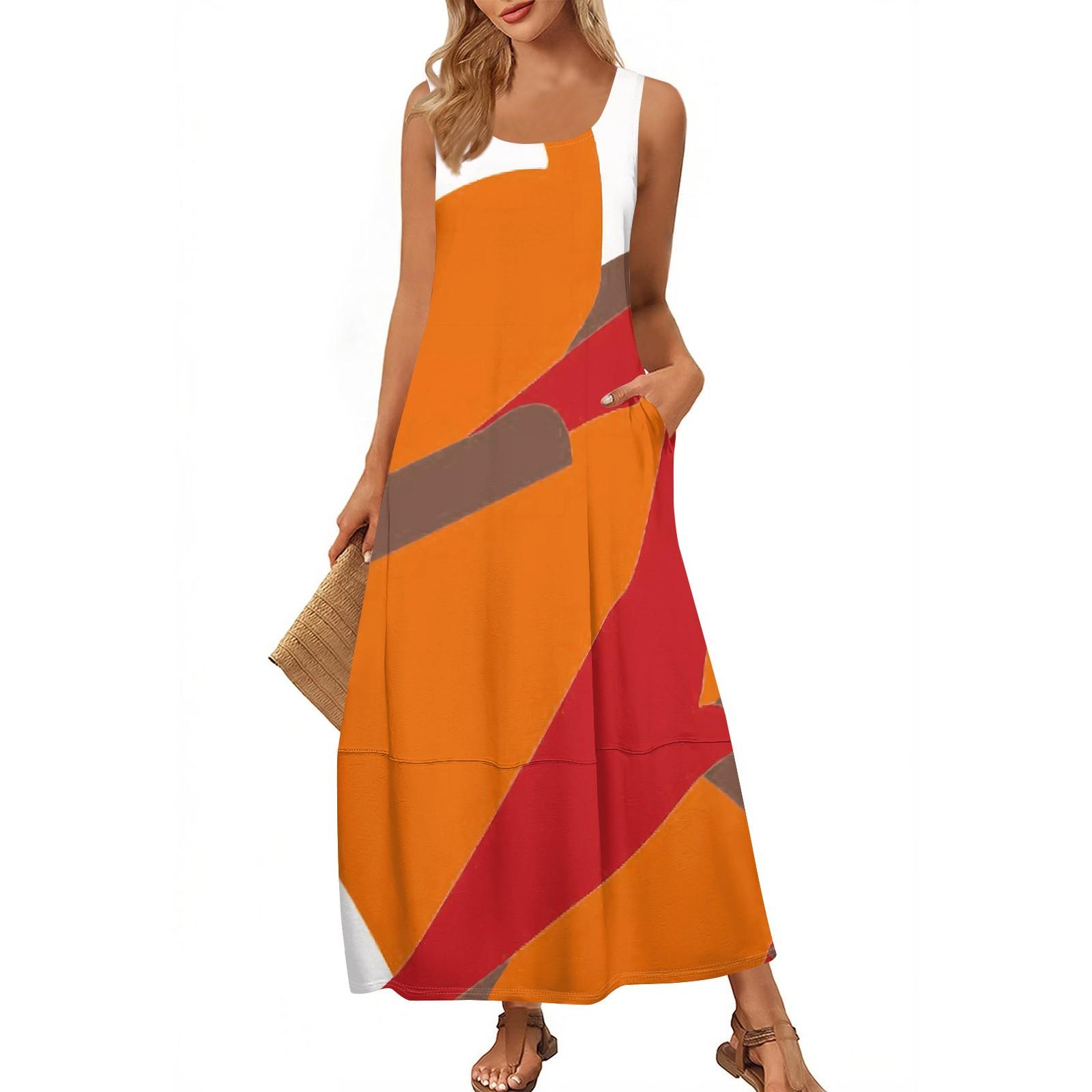 Women s Fashion Casual Maxi Skirt Summer Beach Skirt Round Neck Sleeveless Loose Color Block Stitching Print Sundress XXXL шафрановий
Women s Fashion Casual Maxi Skirt Summer Beach Skirt Round Neck Sleeveless Loose Color Block Stitching Print Sundress XXXL шафрановий