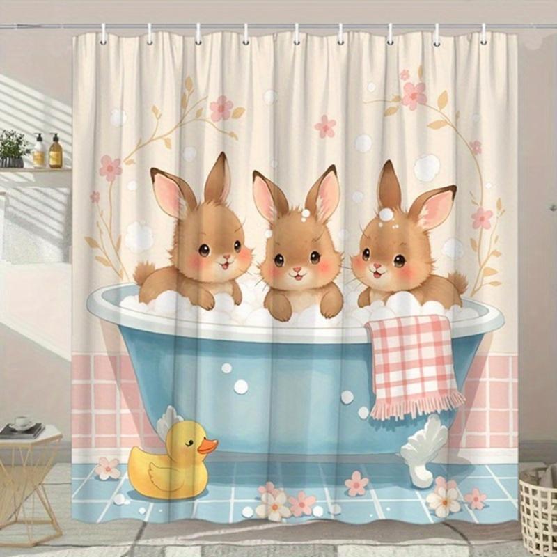 Cute Bunnies In A Tub Shower Curtain - Water-Resistant, Easy To Clean, Adds A Sweet And Playful Touch To Your Bathroom Decor W60H190(CM)-1 Pcs
Cute Bunnies In A Tub Shower Curtain - Water-Resistant, Easy To Clean, Adds A Sweet And Playful Touch To Your Bathroom Decor W60H190(CM)-1 Pcs