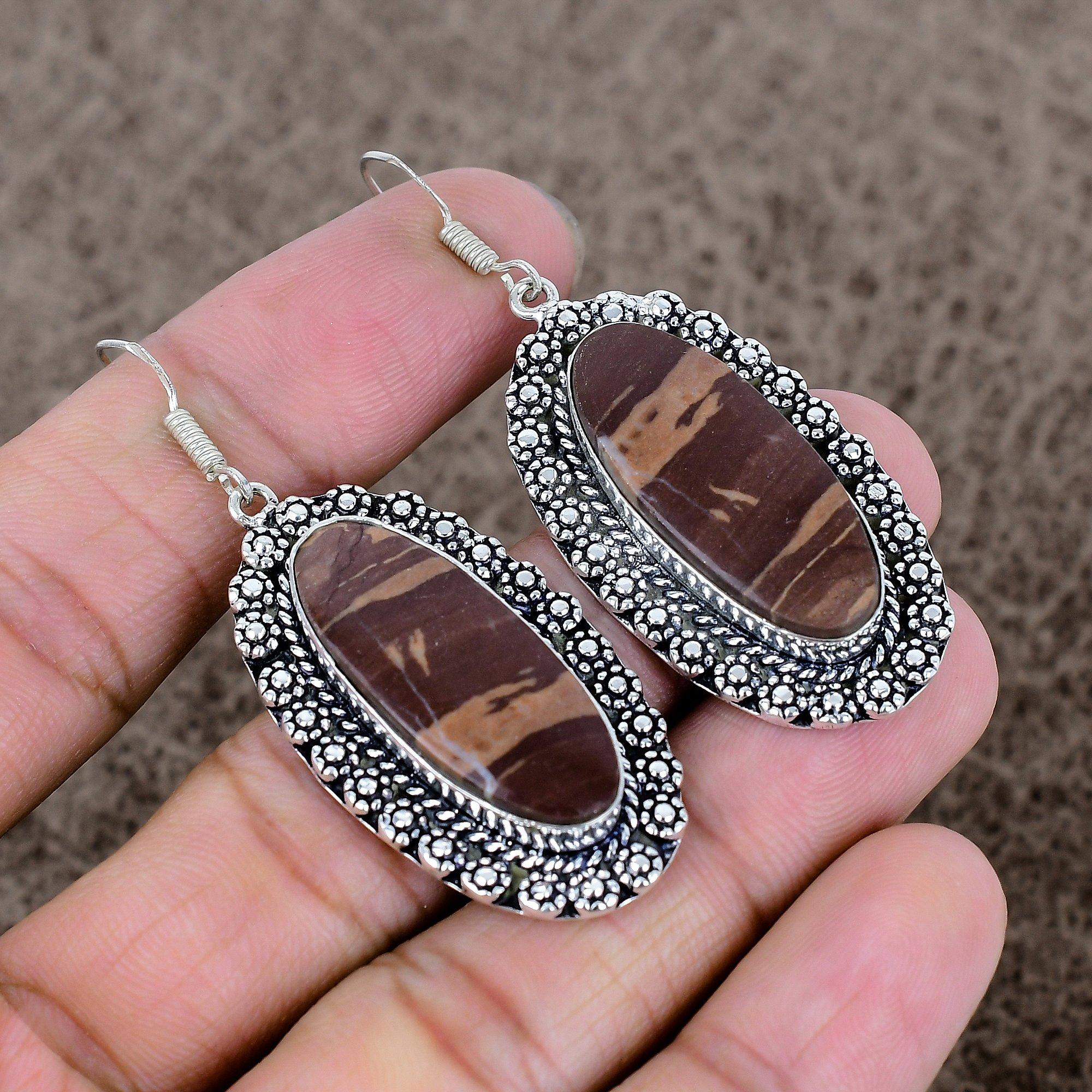 Cappuccino Jasper Gemstone 925 Sterling Silver Jewelry Earring 2.36 KKG-690
Cappuccino Jasper Gemstone 925 Sterling Silver Jewelry Earring 2.36 KKG-690