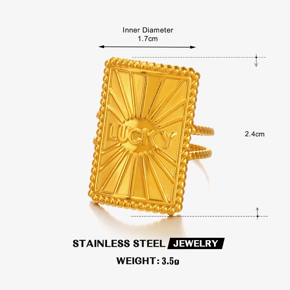 Lucky Lucky Ring Woman Men Vintage Zircon Rectangular Geometry Stainless Steel Adjustable Opening Couple Rings Wholesale resizable
Lucky Lucky Ring Woman Men Vintage Zircon Rectangular Geometry Stainless Steel Adjustable Opening Couple Rings Wholesale resizable