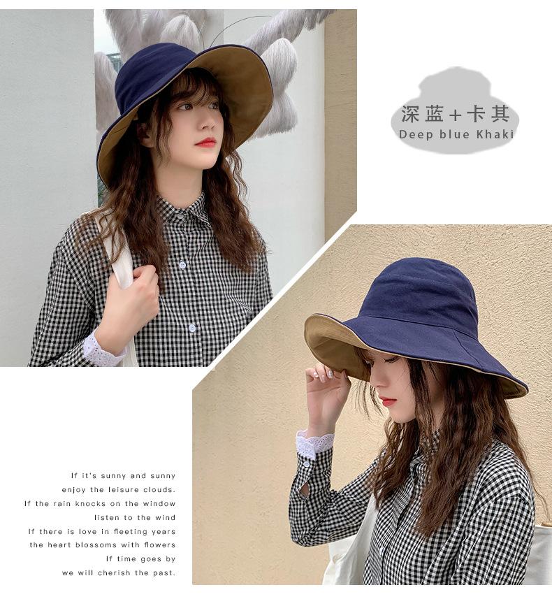 Double-sided Bucket Hats Female Summer Large Size Outdoor Basin Hat Small Fresh Sun Hat Sunscreen Hat Sun Protection Caps LS navyblue
Double-sided Bucket Hats Female Summer Large Size Outdoor Basin Hat Small Fresh Sun Hat Sunscreen Hat Sun Protection Caps LS navyblue