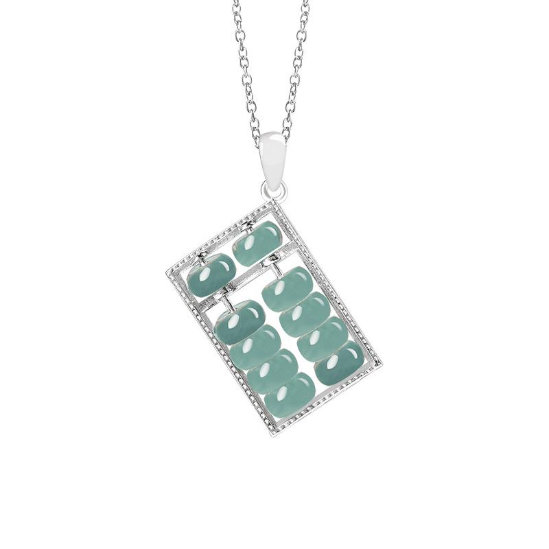 S925 Silver Inlaid Blue Jade Abacus Pendant Necklace for Men & Women Includes Titanium Steel Chain
S925 Silver Inlaid Blue Jade Abacus Pendant Necklace for Men & Women Includes Titanium Steel Chain