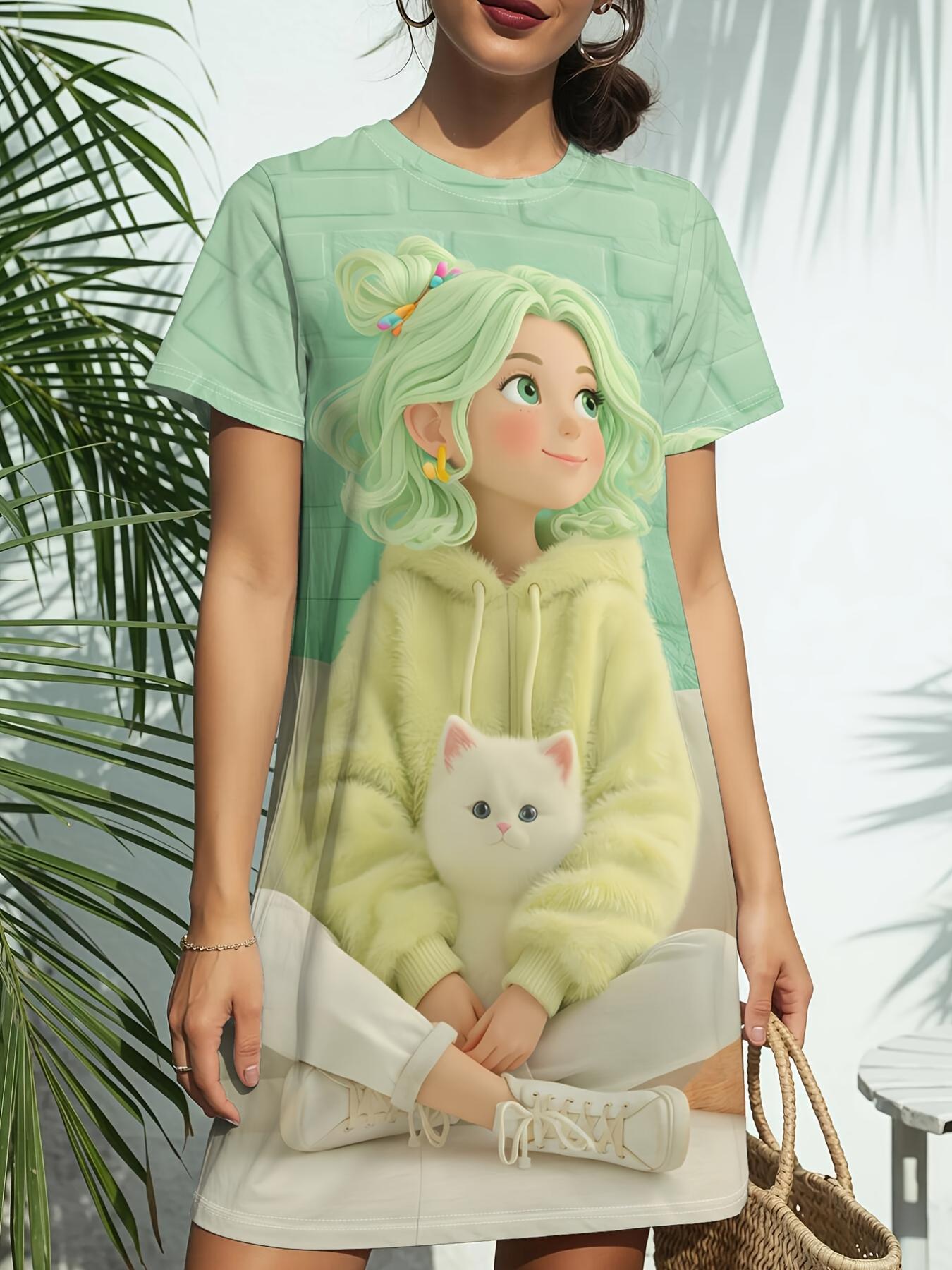 Cozy Art Print New Women S Round Neck Short Sleeve T-Shirt Dress. American Style Trendy Digital Print. Versatile for Spring And Summer Casual Wear. El 6XL дубильная кора
Cozy Art Print New Women S Round Neck Short Sleeve T-Shirt Dress. American Style Trendy Digital Print. Versatile for Spring And Summer Casual Wear. El 6XL дубильная кора