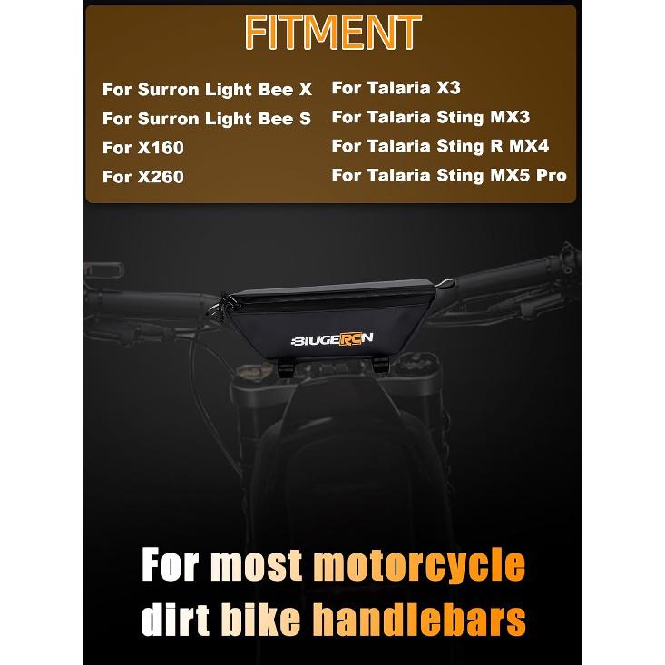 Electric Dirt Bike Handlebar Bag,Universal Ebike Handle Bar Storage Pouch for Tutti Soleil 01/Ridstar Q20/Surron Light Bee X LBX/Talaria X3 Sting MX3
Electric Dirt Bike Handlebar Bag,Universal Ebike Handle Bar Storage Pouch for Tutti Soleil 01/Ridstar Q20/Surron Light Bee X LBX/Talaria X3 Sting MX3