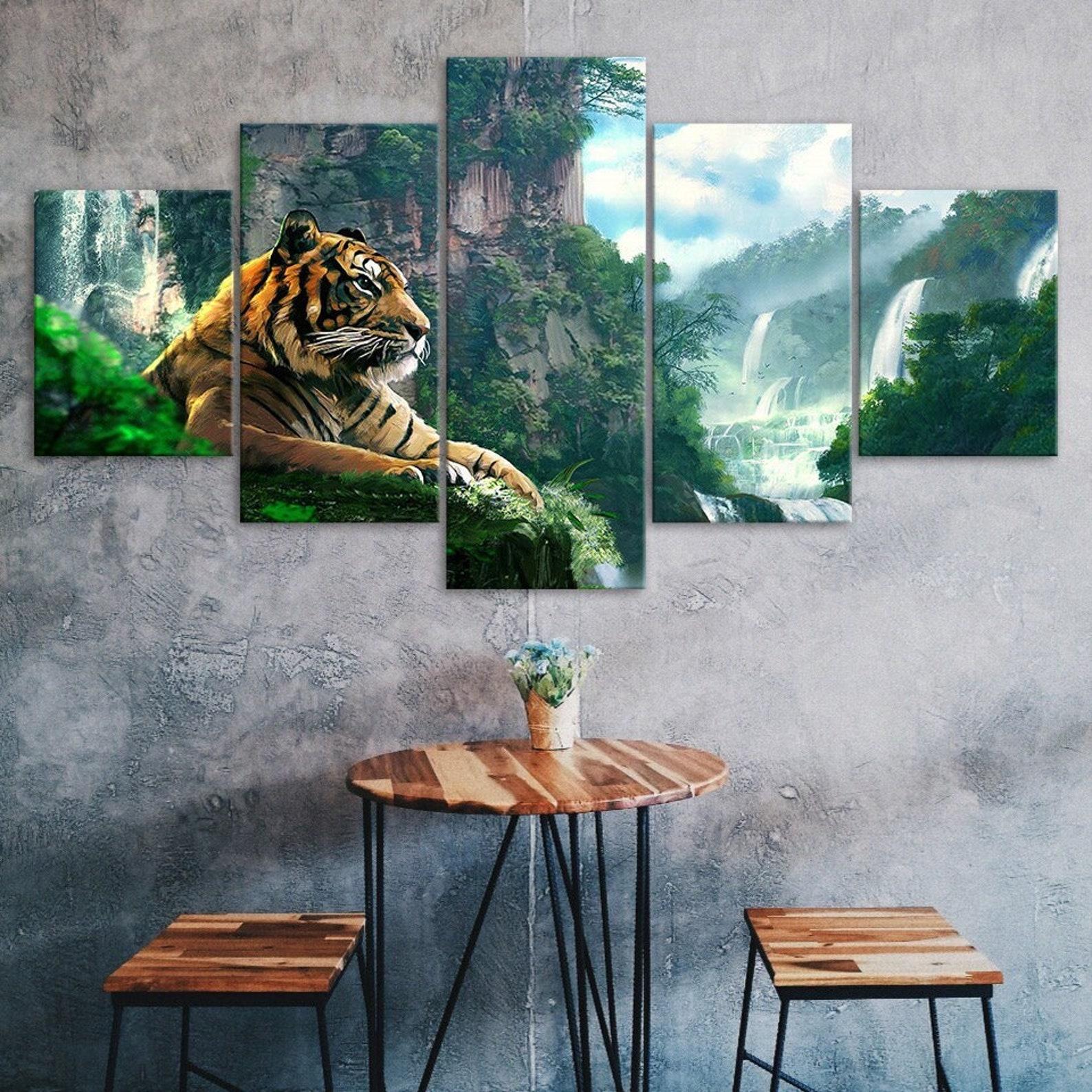 Tiger Animal Mountain Waterfall Nature Scenery 5 Piece Five Panel Wall Canvas Print Modern Poster Picture Home Decor Gift For Him For Her 20X35 20X45 20X55CM
Tiger Animal Mountain Waterfall Nature Scenery 5 Piece Five Panel Wall Canvas Print Modern Poster Picture Home Decor Gift For Him For Her 20X35 20X45 20X55CM