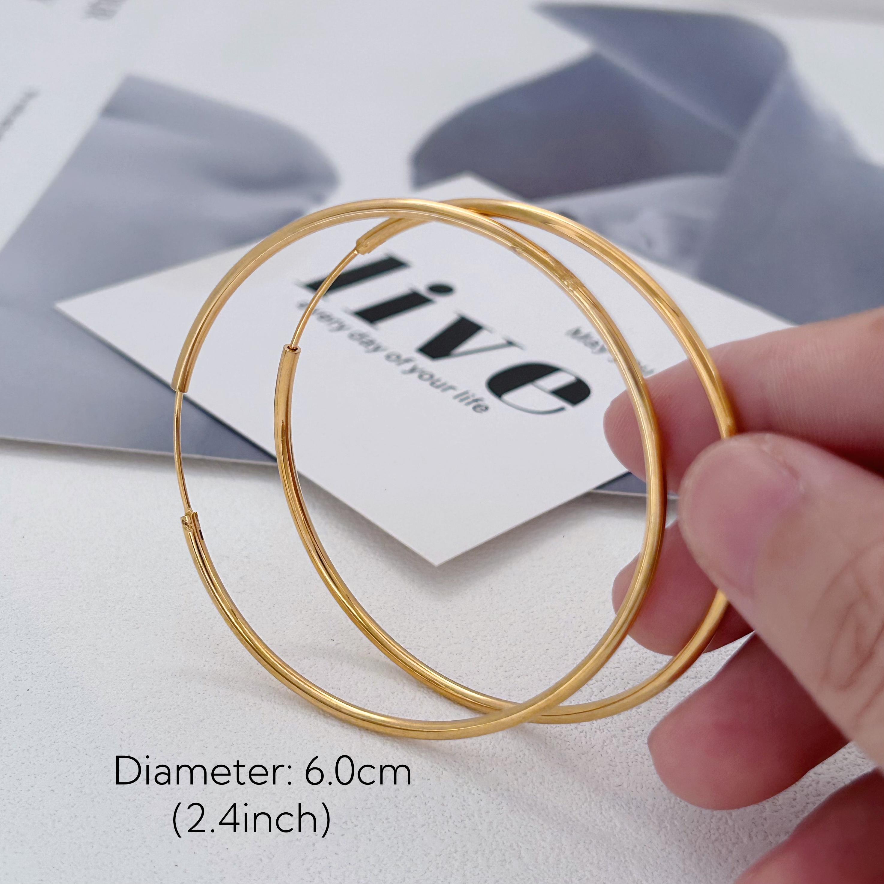 Gold Plated Smooth Round Circle Big Hoop Earrings for Women Size 12/25/30/40/50/60mm Stainless Steel Jewelry Accessories Gifts
Gold Plated Smooth Round Circle Big Hoop Earrings for Women Size 12/25/30/40/50/60mm Stainless Steel Jewelry Accessories Gifts