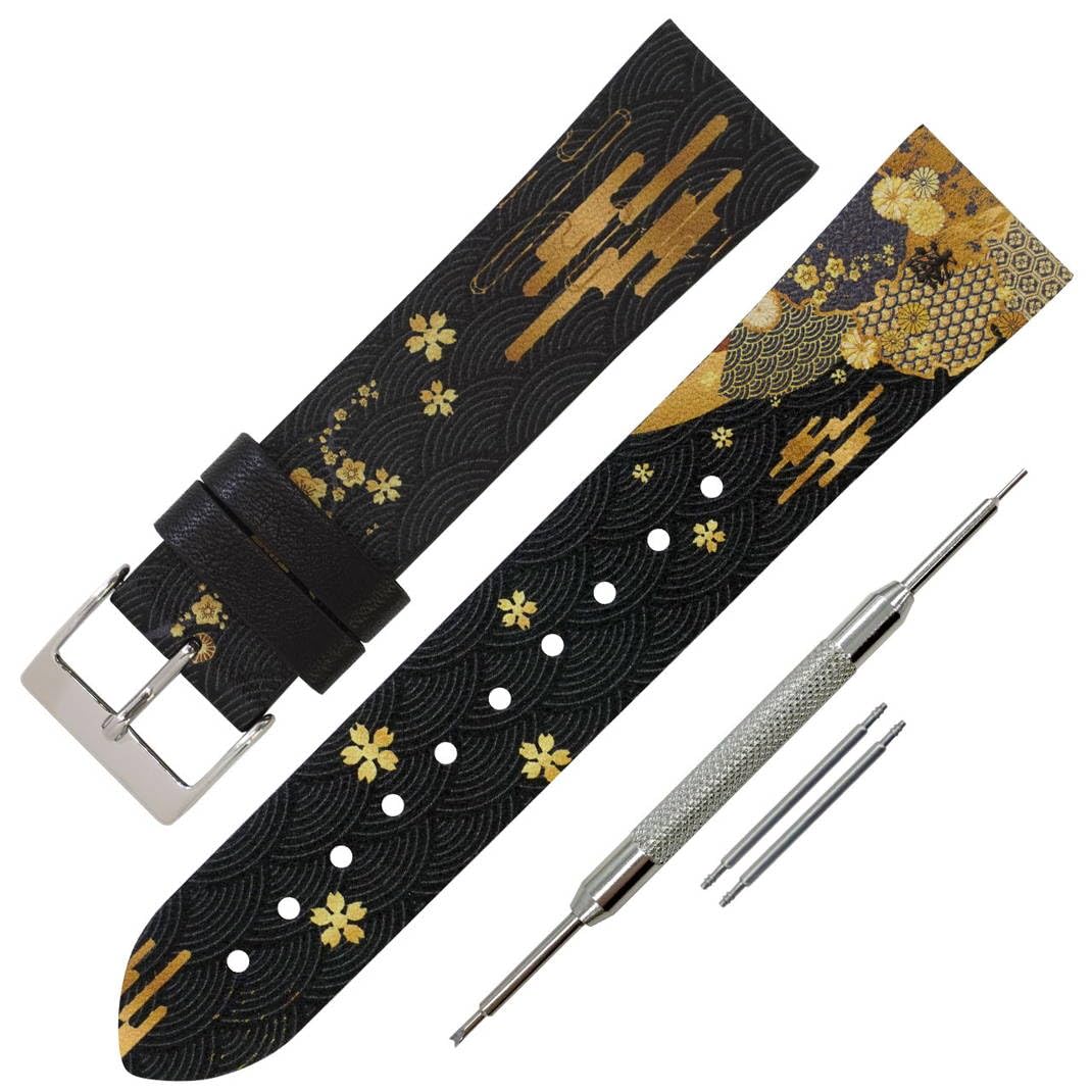 Ремешок для часов из телячьей кожи с японским узором, Кассис и лак, 22 мм, X1058C78
Ремешок для часов из телячьей кожи с японским узором, Кассис и лак, 22 мм, X1058C78