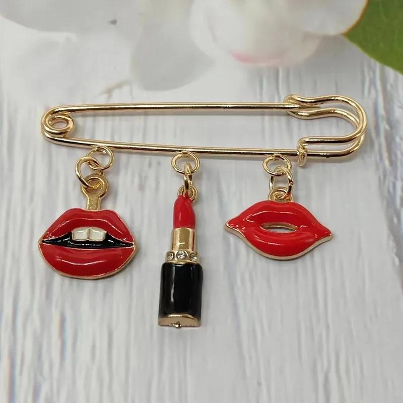Red Lips & Lipstick Enamel Brooch - Fashion Safety Pin Gold/Silver Tone Charm Jewelry for Women Style 4
Red Lips & Lipstick Enamel Brooch - Fashion Safety Pin Gold/Silver Tone Charm Jewelry for Women Style 4