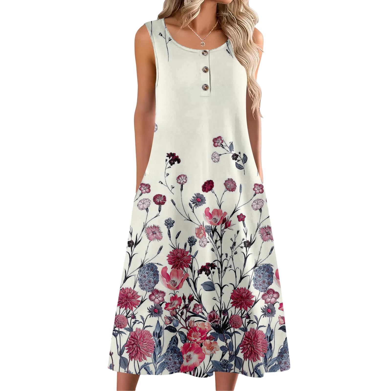 Women s Fashion Casual Sleeveless Button Floral Print Dress with Pocket XL білий
Women s Fashion Casual Sleeveless Button Floral Print Dress with Pocket XL білий