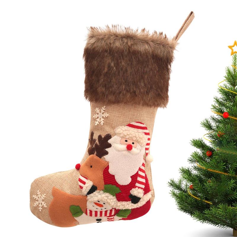 Santa Christmas Stocking Bags Soft Plush Christmas Tree Ornaments Large Capacity Festive Present Bags For Treats Candy
Santa Christmas Stocking Bags Soft Plush Christmas Tree Ornaments Large Capacity Festive Present Bags For Treats Candy