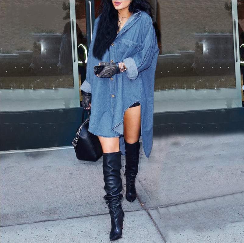 European & American Women s New Style Long Sleeve Denim Irregular Side Shirt Jacket XXL
European & American Women s New Style Long Sleeve Denim Irregular Side Shirt Jacket XXL