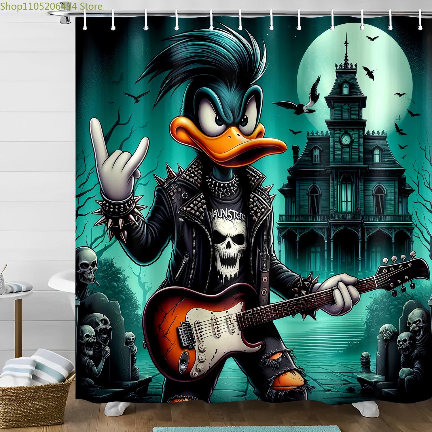 Gothic Rocker Duck Warner-Inspired Valentine s Day Shower Curtain, Punk Cartoon Style Bathroom Decor with Skulls and , Fabric 90x180cm
Gothic Rocker Duck Warner-Inspired Valentine s Day Shower Curtain, Punk Cartoon Style Bathroom Decor with Skulls and , Fabric 90x180cm