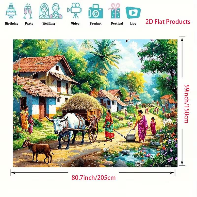2D Traditional Bullock Cart Village Backdrop for Themed Party Decoration 47.2x31.5inch/120*80cm
2D Traditional Bullock Cart Village Backdrop for Themed Party Decoration 47.2x31.5inch/120*80cm