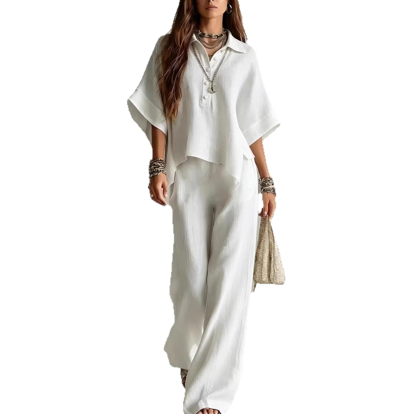 Women s Short Sleeve Round Neck Lounge Set High Waist Loose Pants Two Piece Outfit Multi Colors S белый
Women s Short Sleeve Round Neck Lounge Set High Waist Loose Pants Two Piece Outfit Multi Colors S белый