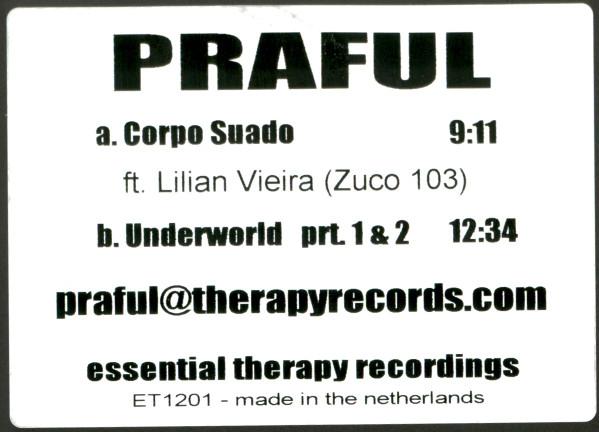 12inch Record PRAFUL - Corpo Suado ET1201 Essential Thera 2002 Netherland Dance & Electronica Used
12inch Record PRAFUL - Corpo Suado ET1201 Essential Thera 2002 Netherland Dance & Electronica Used