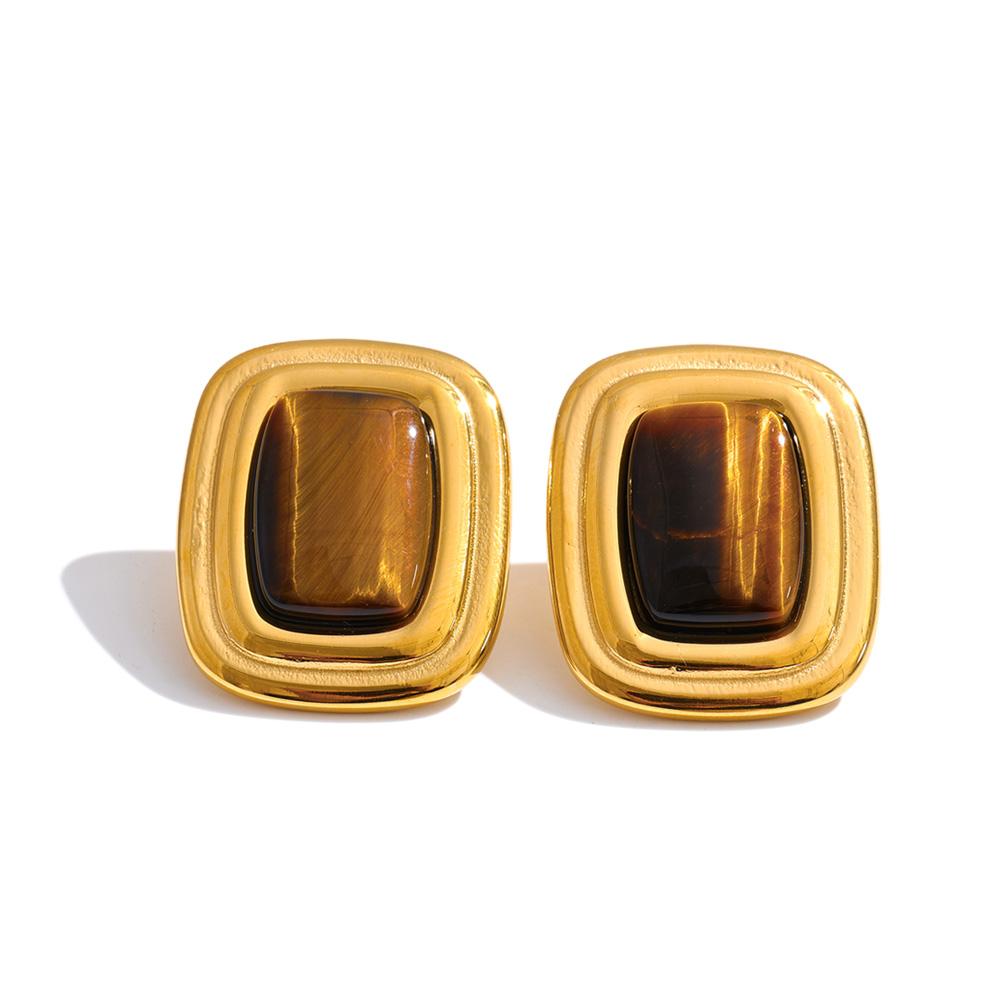Yhpup Stainless Steel Tiger Stone Square Stud Earrings Waterproof High Quality Temperament Natural Stone Jewelry Cast Technology
Yhpup Stainless Steel Tiger Stone Square Stud Earrings Waterproof High Quality Temperament Natural Stone Jewelry Cast Technology
