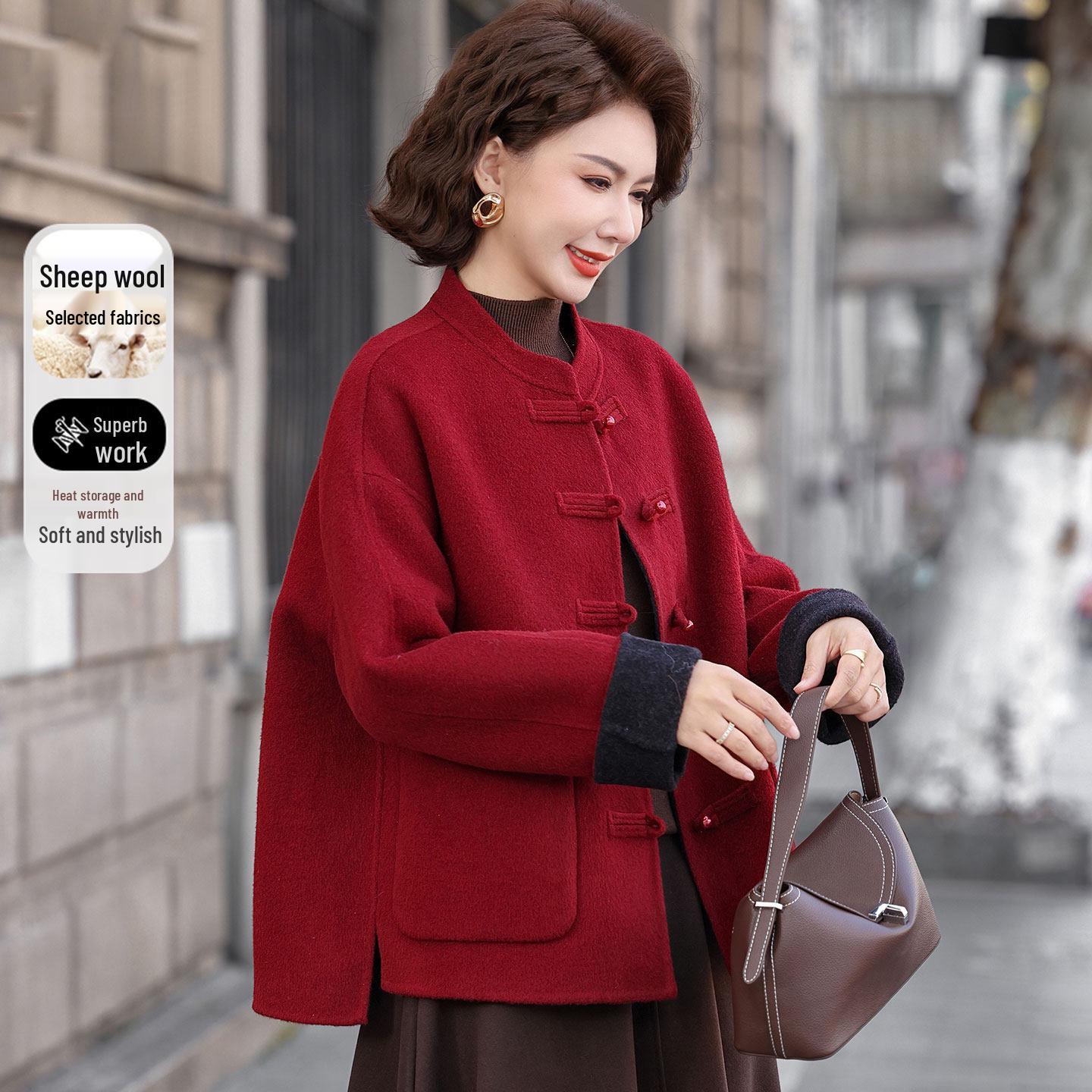 Mom s Double-Sided Wool Coat for Middle-Aged Women - Loose Fit for Autumn/Winter S (90-120 jin) красный
Mom s Double-Sided Wool Coat for Middle-Aged Women - Loose Fit for Autumn/Winter S (90-120 jin) красный