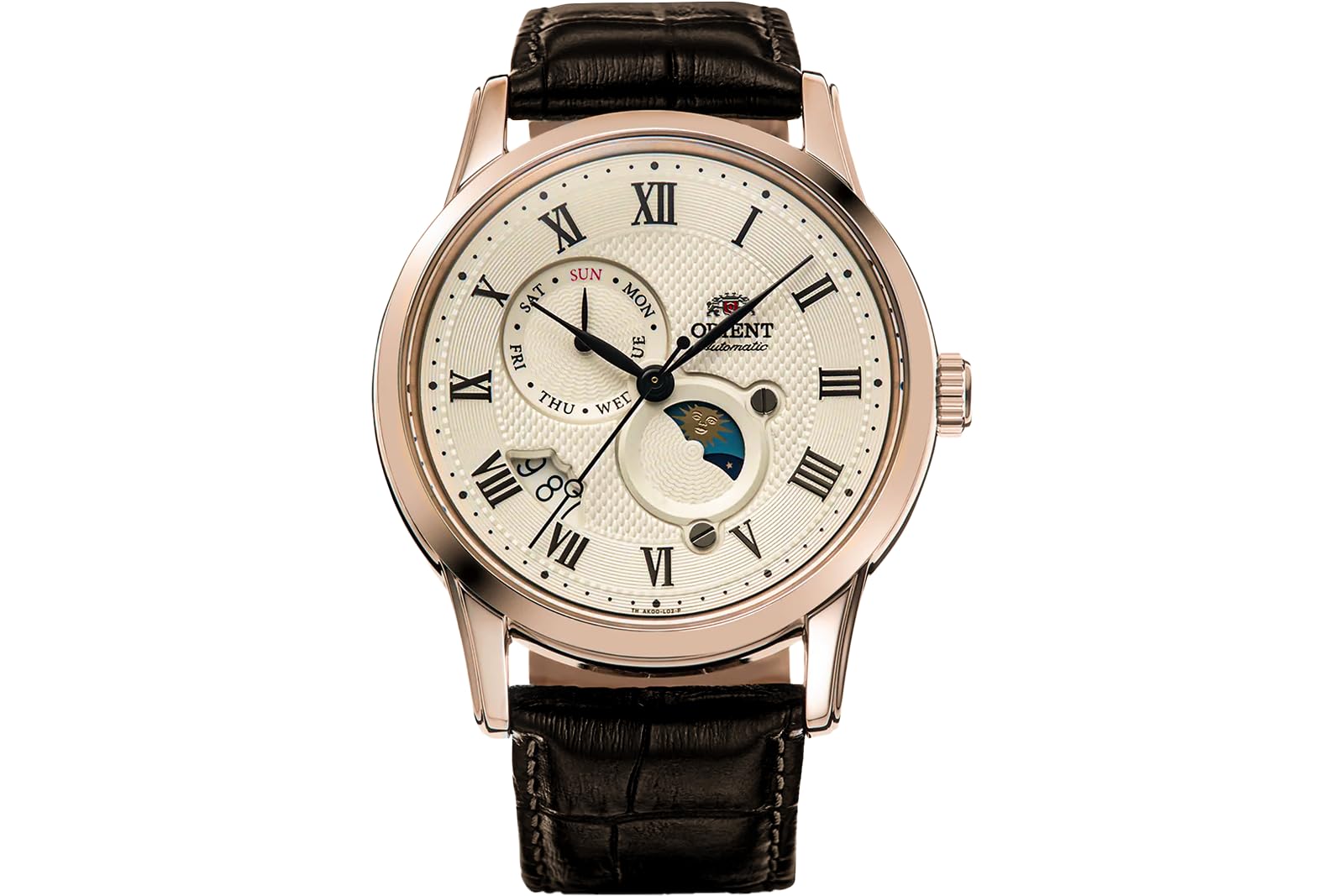 Orient Rose Gold Stainless Steel Japanese Automatic/Hand-Winded Watch with Leather Strap, Brown 22 (Model: RA-AK0007S10B)
Orient Rose Gold Stainless Steel Japanese Automatic/Hand-Winded Watch with Leather Strap, Brown 22 (Model: RA-AK0007S10B)