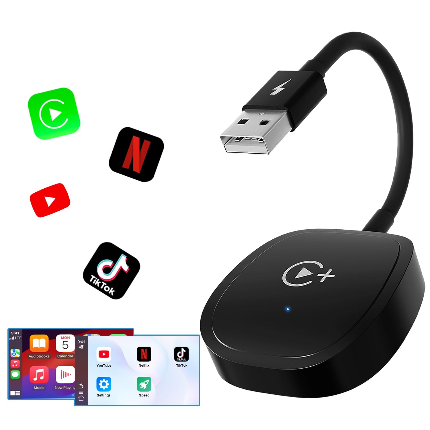 CarPlay Wireless, Wireless CarPlay Adapter Built-in Streaming Media, Compatible with Apple Wired CarPlay Cars, Plug and Play
CarPlay Wireless, Wireless CarPlay Adapter Built-in Streaming Media, Compatible with Apple Wired CarPlay Cars, Plug and Play