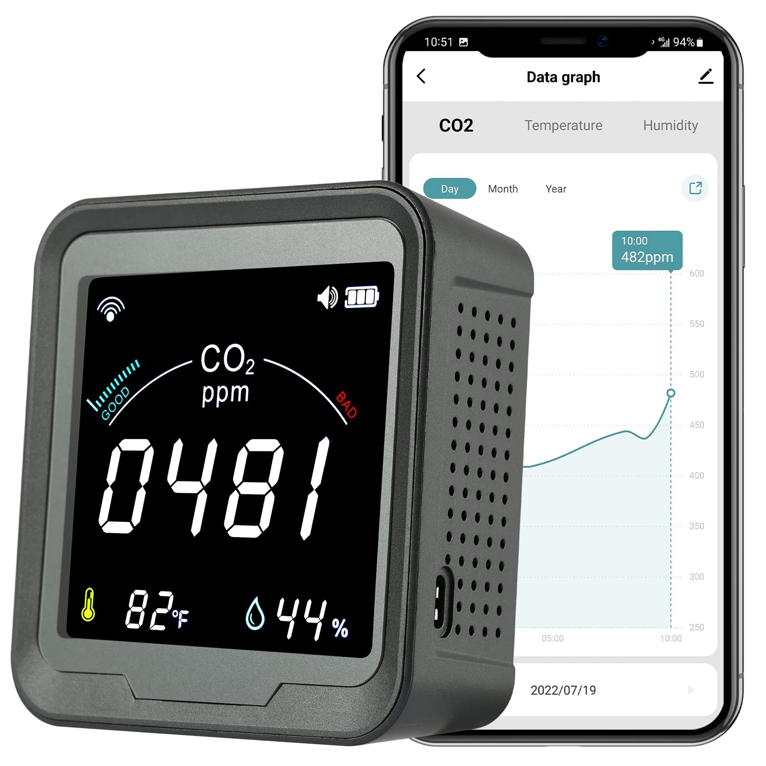 LSENLTY WiFi High Accuracy Smart CO2 Monitor CO2 Sensor 3 in 1 App Linkage Carbon Dioxide Concentration Meter Carbon Dioxide Concentration Meter with
LSENLTY WiFi High Accuracy Smart CO2 Monitor CO2 Sensor 3 in 1 App Linkage Carbon Dioxide Concentration Meter Carbon Dioxide Concentration Meter with