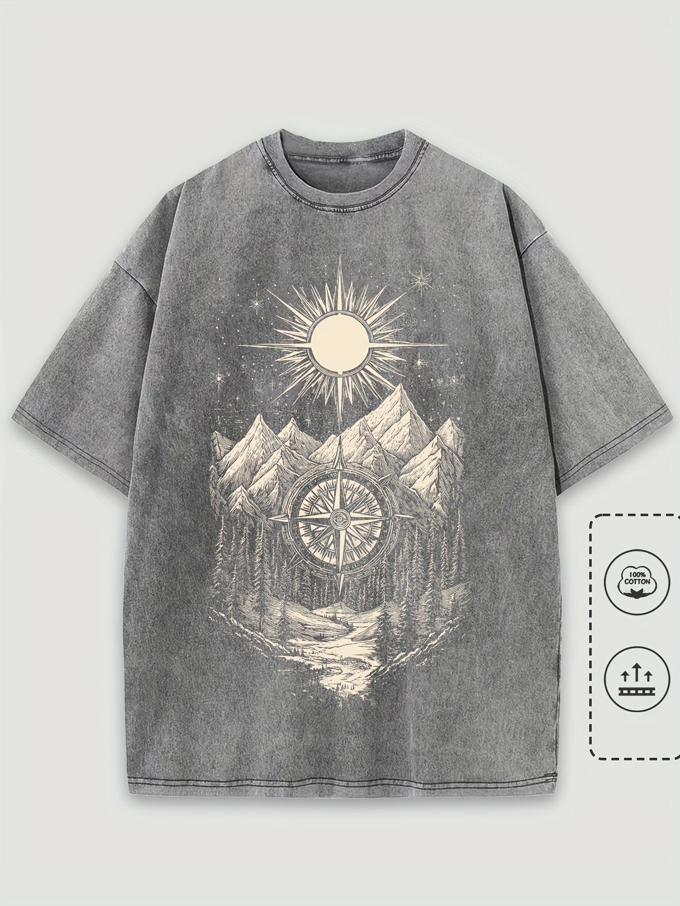 MenS Casual Crew Neck TShirt Washed Cotton Short Sleeve Mountain and Moon Print Casual Streetwear S
MenS Casual Crew Neck TShirt Washed Cotton Short Sleeve Mountain and Moon Print Casual Streetwear S
