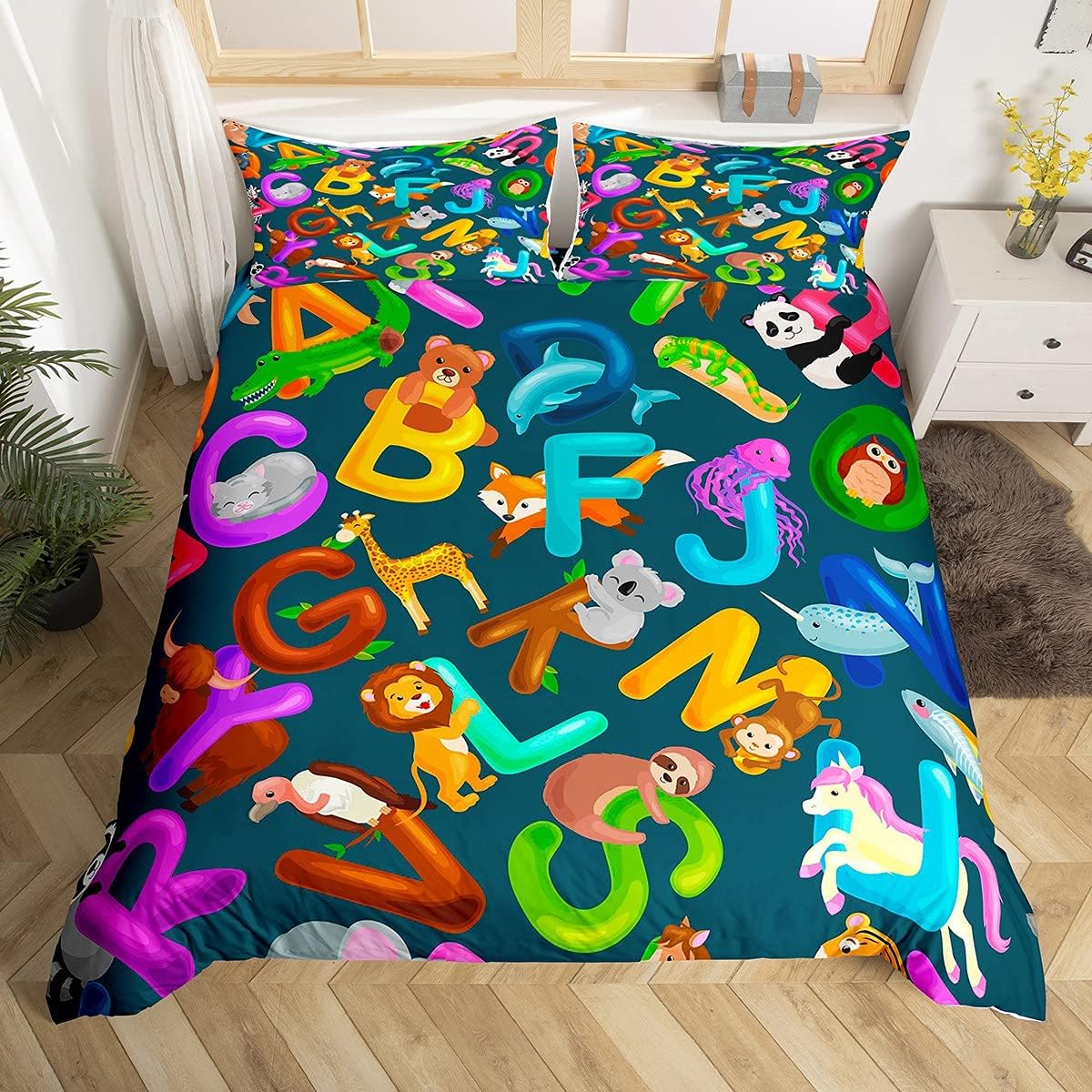 Blue Alphabet Space Spaceship Duvet Cover Single Queen Size Cartoon Bedding Set For Boys Kids Outer Space Black Comforter Cover EU Single(135*200cm)3pcs
Blue Alphabet Space Spaceship Duvet Cover Single Queen Size Cartoon Bedding Set For Boys Kids Outer Space Black Comforter Cover EU Single(135*200cm)3pcs