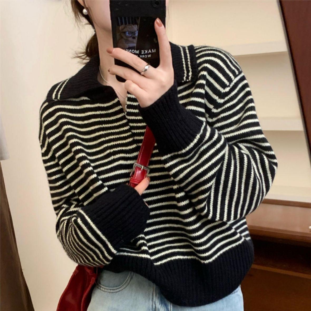 Осенний женский свитер в студенческом стиле, вязаный топ, свободный узкий полосатый пуловер с длинными рукавами, свитер One Size чёрный
Осенний женский свитер в студенческом стиле, вязаный топ, свободный узкий полосатый пуловер с длинными рукавами, свитер One Size чёрный
