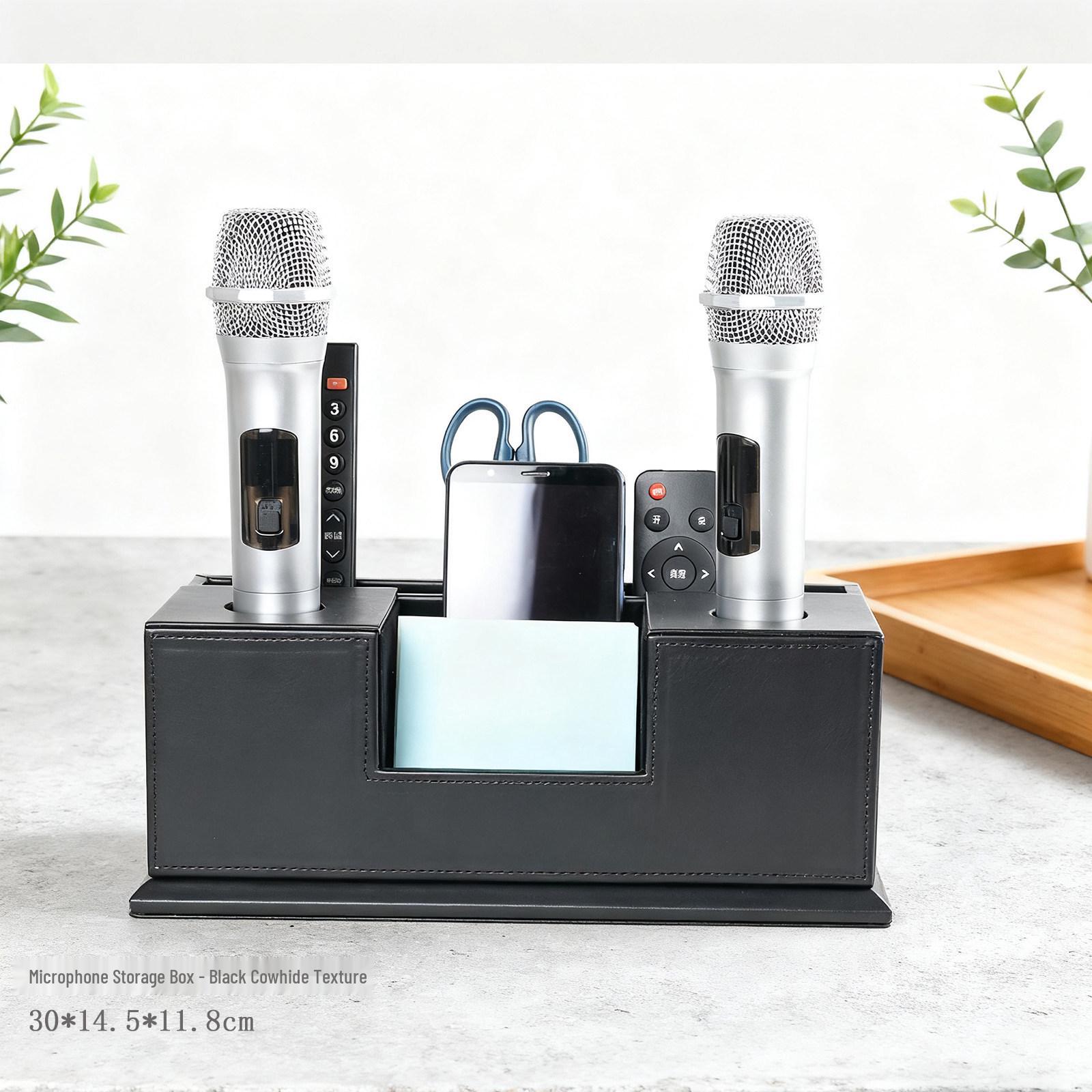 Multi-Functional Desktop Organizer: Double Microphone, Remote, Phone Holder, Leather Storage Box
Multi-Functional Desktop Organizer: Double Microphone, Remote, Phone Holder, Leather Storage Box