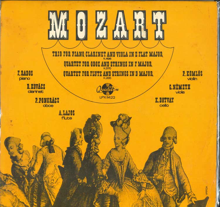 LP Record MOZART F. RADOS B. KOVACS P. PON Trio For Piano Clarinet And Viola I SLPX11422 QUALITON 1969 Hungary Classical Used
LP Record MOZART F. RADOS B. KOVACS P. PON Trio For Piano Clarinet And Viola I SLPX11422 QUALITON 1969 Hungary Classical Used