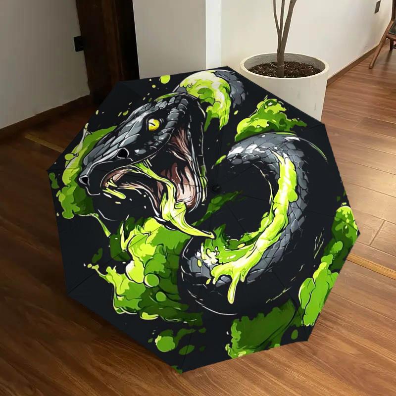 Poisonous Snake with Green Slime Automatic Opening/Closing Umbrella - Portable Tri-Fold Design with 8-Bone Iron Frame for Outdoor Use, Perfe
Poisonous Snake with Green Slime Automatic Opening/Closing Umbrella - Portable Tri-Fold Design with 8-Bone Iron Frame for Outdoor Use, Perfe