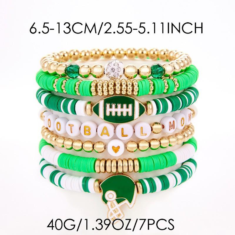 Football theme bracelet set stacked elastic soft pottery bracelet зелений
Football theme bracelet set stacked elastic soft pottery bracelet зелений
