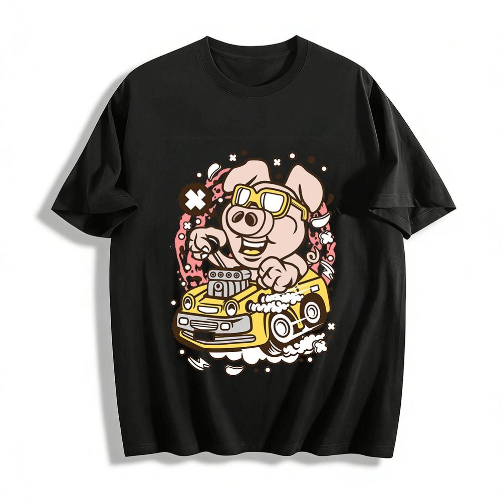Cool Pig Racing Car Print Casual Short Sleeve T-Shirt Pure cotton T-shirt XXS
Cool Pig Racing Car Print Casual Short Sleeve T-Shirt Pure cotton T-shirt XXS