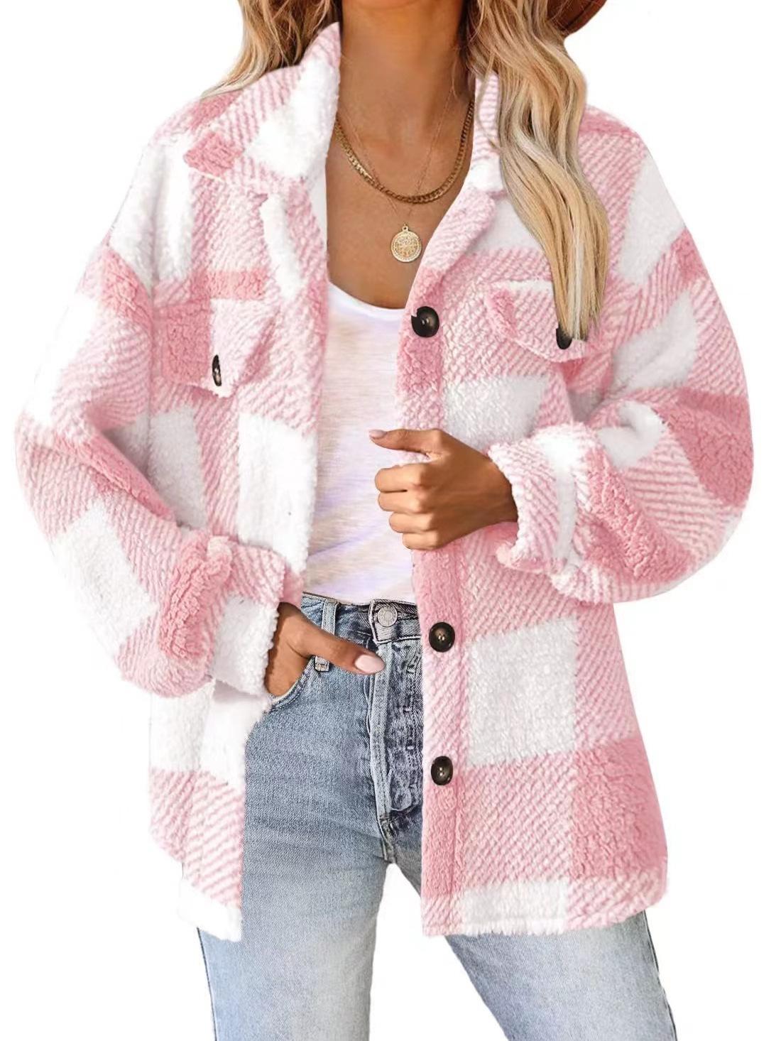 Women s Plaid Lamb Wool Jacket with Pockets and Buttons - Cozy Autumn/Winter Coat XX-Large рожевий
Women s Plaid Lamb Wool Jacket with Pockets and Buttons - Cozy Autumn/Winter Coat XX-Large рожевий