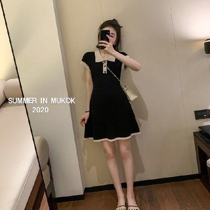 2026 Retro Color-Block Knit Dress: Slimming A-Line with Polo Collar & Cinched Waist, Short Sleeves Small чёрный
2026 Retro Color-Block Knit Dress: Slimming A-Line with Polo Collar & Cinched Waist, Short Sleeves Small чёрный