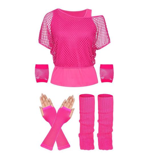Women 80s 90s Neon Party Outfit Sexy Fishnet One Shoulder T-Shirt Gloves Cuffs Leg Warmers for Theme Party Carnival Fancy Dress Costume M рожевий червоний колір
Women 80s 90s Neon Party Outfit Sexy Fishnet One Shoulder T-Shirt Gloves Cuffs Leg Warmers for Theme Party Carnival Fancy Dress Costume M рожевий червоний колір