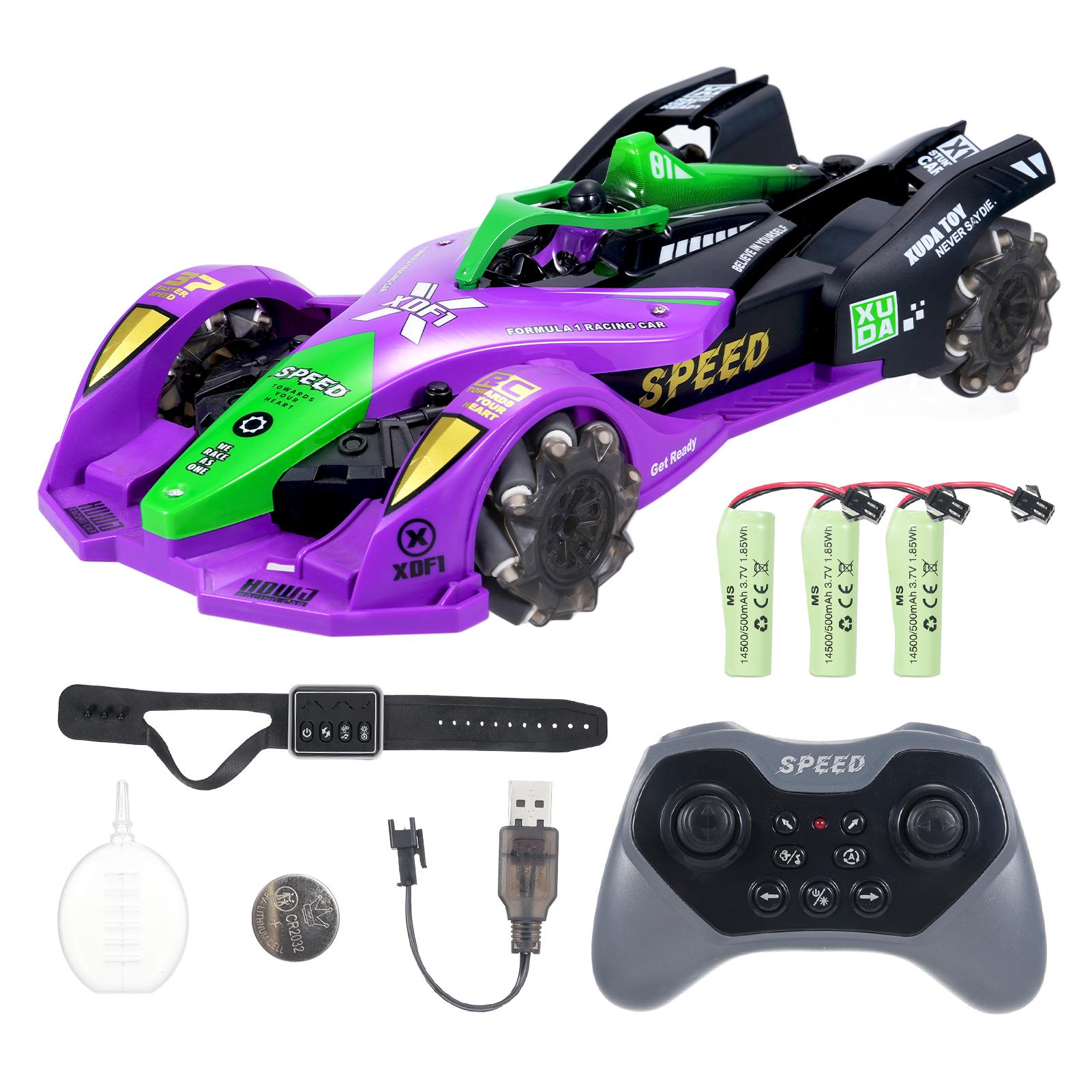 Remote Control Car, Hand Controlled Gesture Stunt Vehicle with Spray, Lights and Music, 2.4GHz 12 Ch Purple 1 Battery
Remote Control Car, Hand Controlled Gesture Stunt Vehicle with Spray, Lights and Music, 2.4GHz 12 Ch Purple 1 Battery